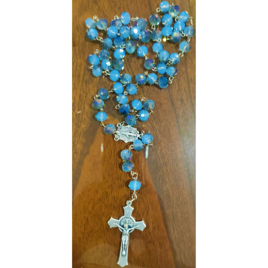 Blue Rondelle Rosary