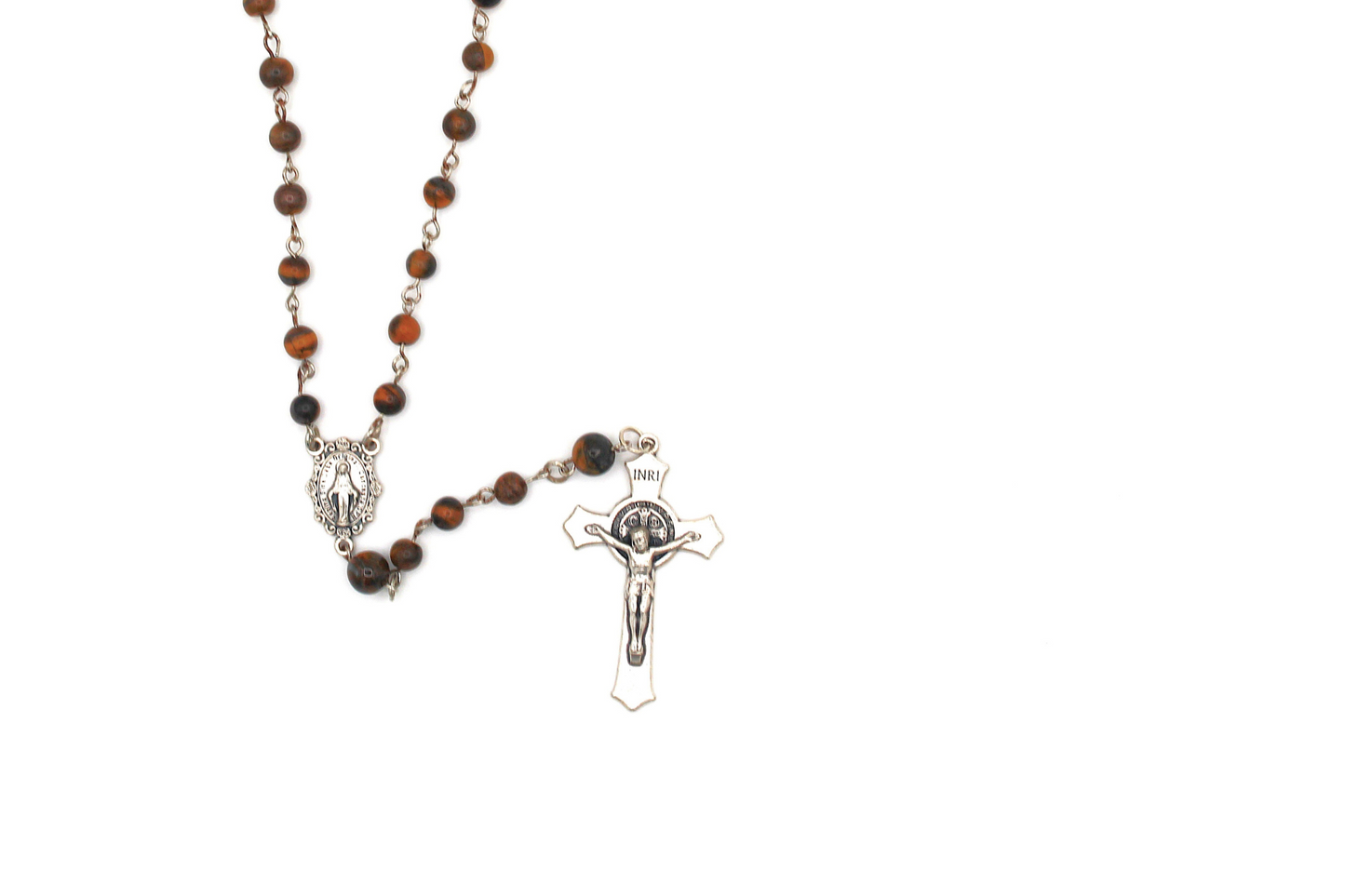 Our Lady of Mount Carmel Rosary in Gold in Silver, Our Father 10mm and Hail Mary 6mm
