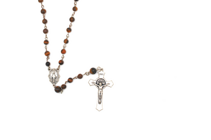 Our Lady of Mount Carmel Rosary in Gold in Silver, Our Father 10mm and Hail Mary 6mm
