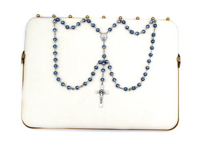 Queen of Heaven Rosary in Silver with Flower Caps