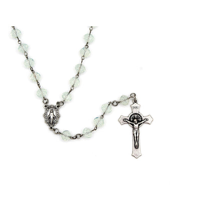Celestial Light Rosary in Silver 8mm