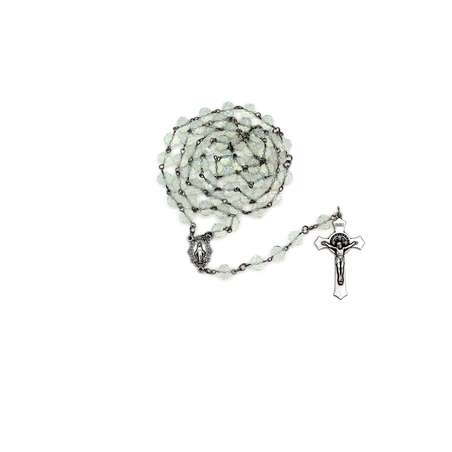 Celestial Light Rosary in Silver 8mm