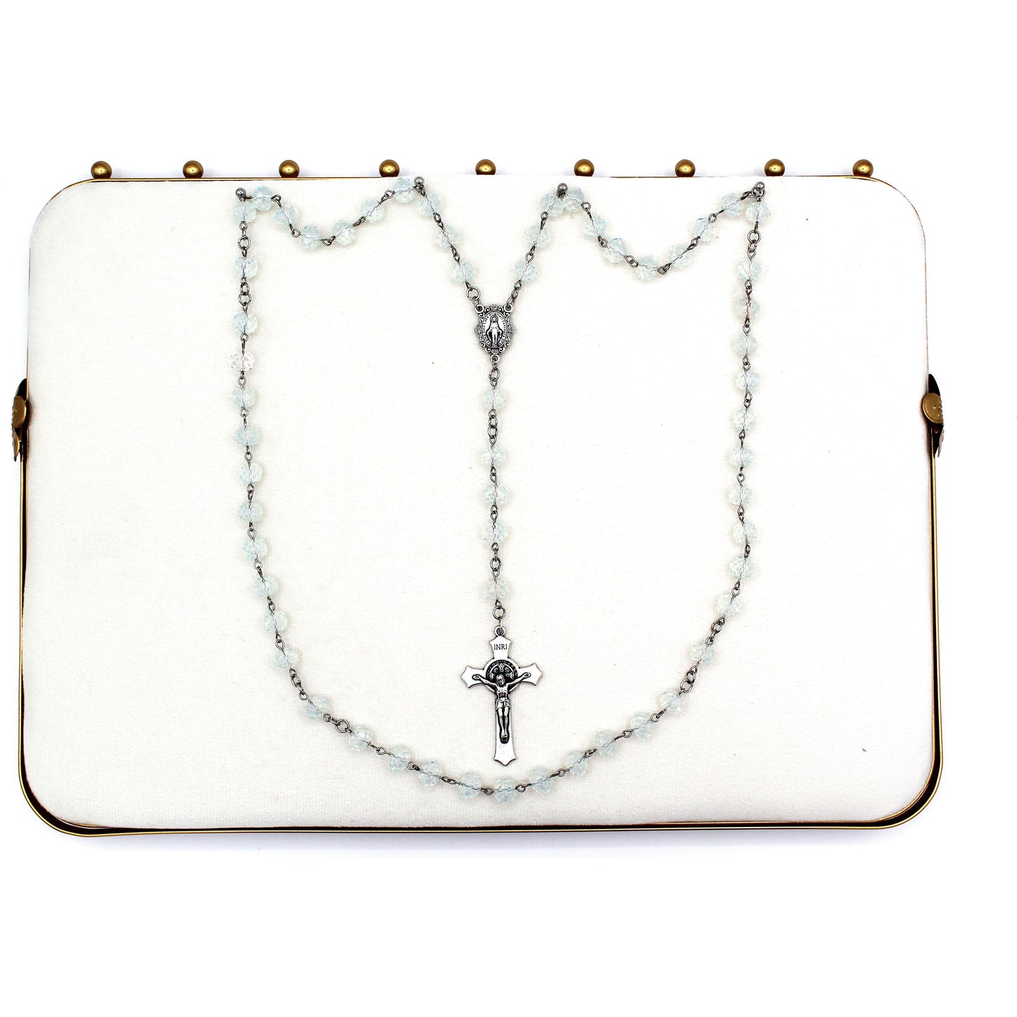 Celestial Light Rosary in Silver 8mm