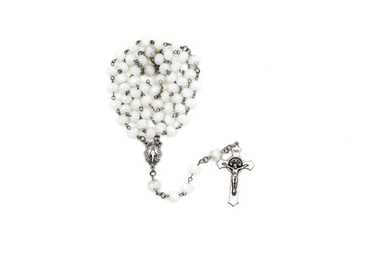 Mother Most Chaste in Silver with Our Father Flower Caps 6mm beads