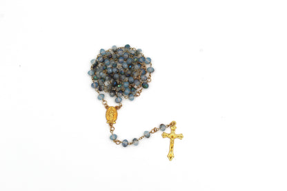 Our Lady of Lourdes Rosary in Gold with Our Lady of Guadalupe Medal 8mm